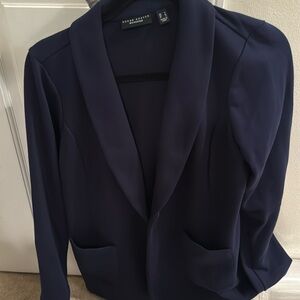 Susan Graver Weekend Regular Marina Knit Blazer Blue ,Medium